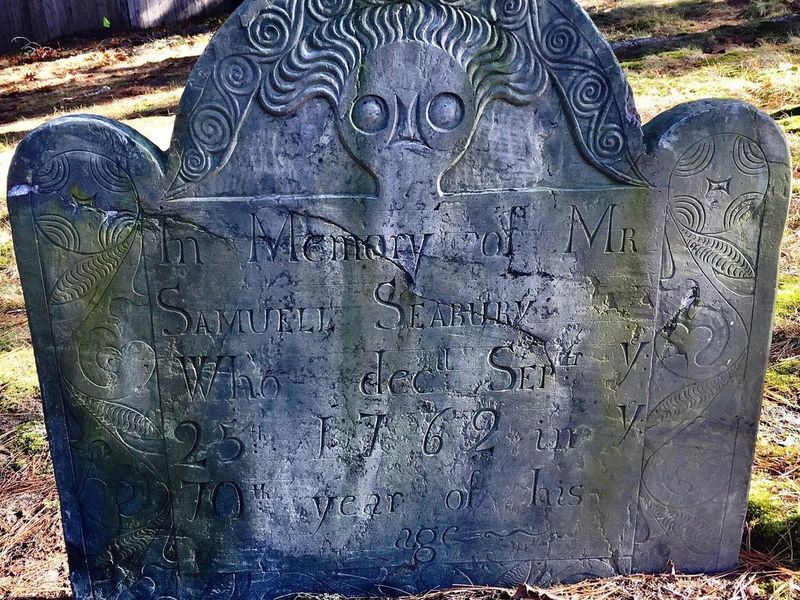 Headstone at Myles Standish Burial Ground