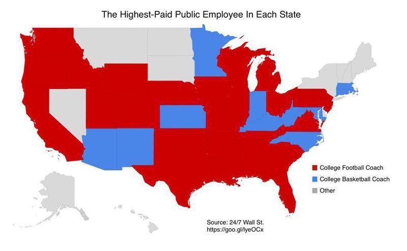 Highest-paid state employee map