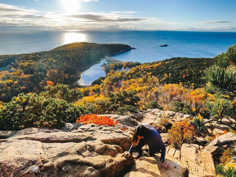 Hiking in Acadia National Park in the fall