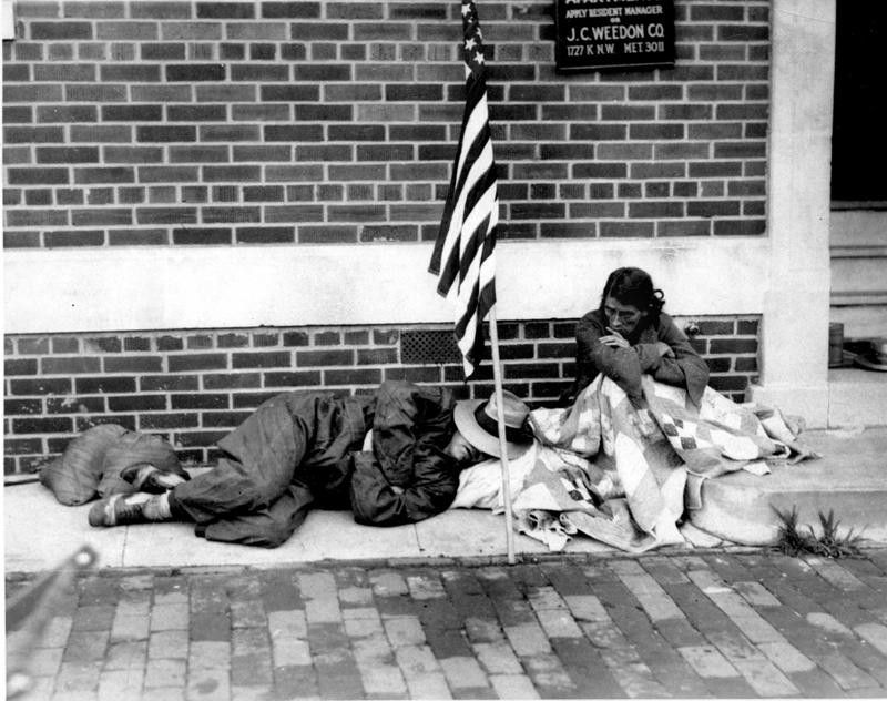 Homeless war vet during the Great Depression