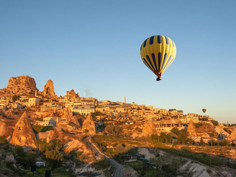 Hot Balloon over Goreme National Park in Turkey