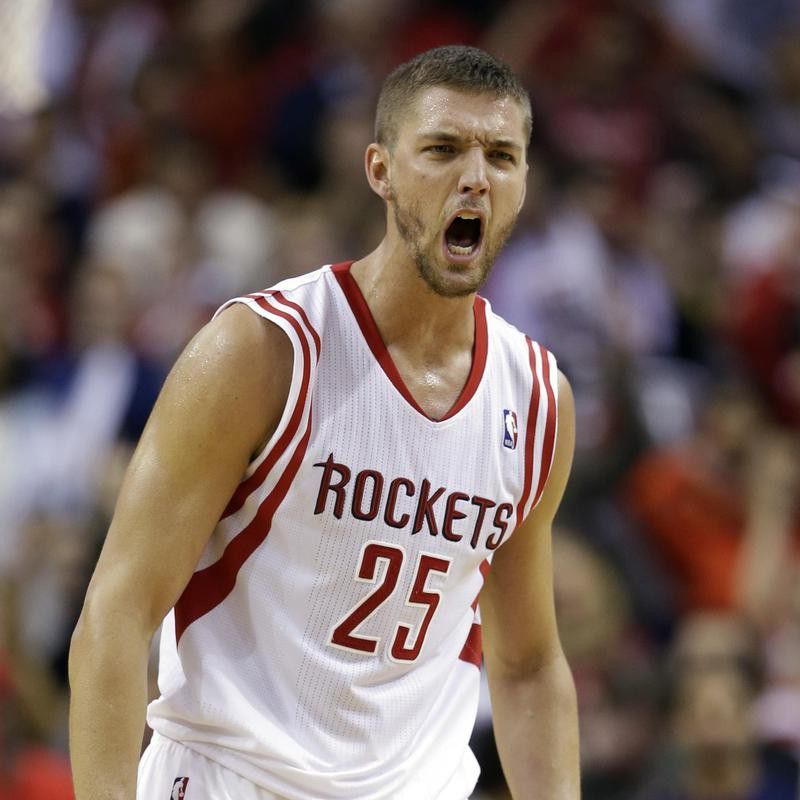 Houston Rockets' Chandler Parsons reacts