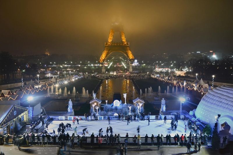 Ice skating at the the Eiffel Tower