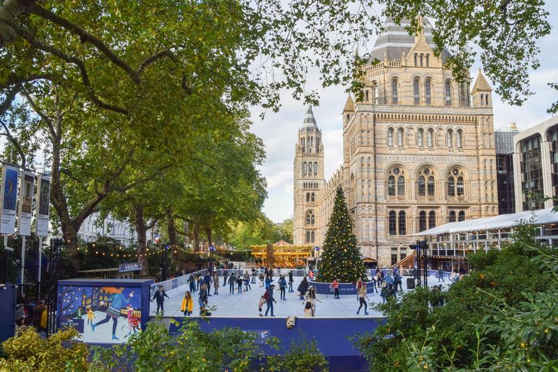 Ice skating rink at the Natural History Museum in London