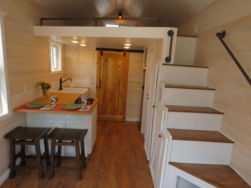 Inside mobile tiny house for a rental or vacation home