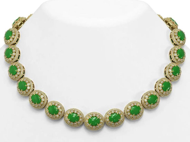 Jade and Diamond 14k Necklace