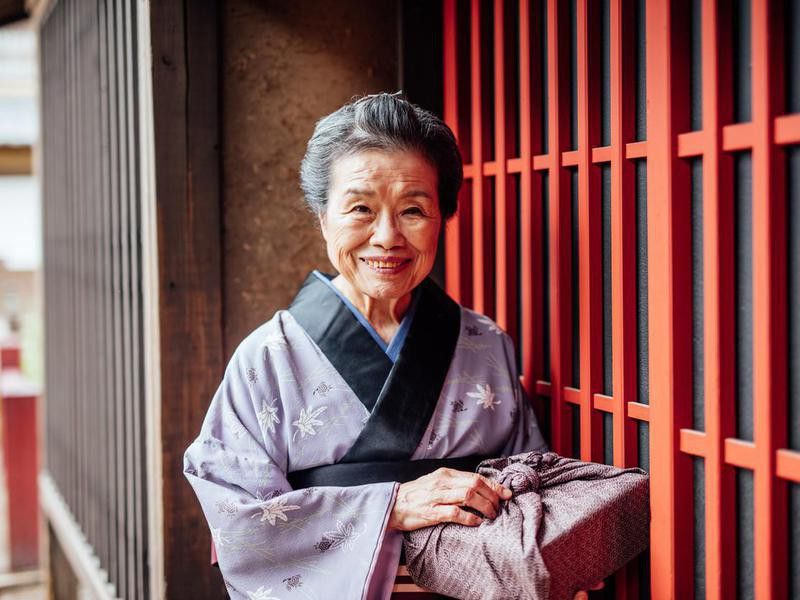 Japanese senior woman in kimono