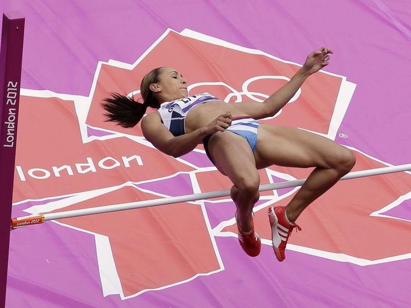 Jessica Ennis doing the high jump during 2012 London Olympic Games