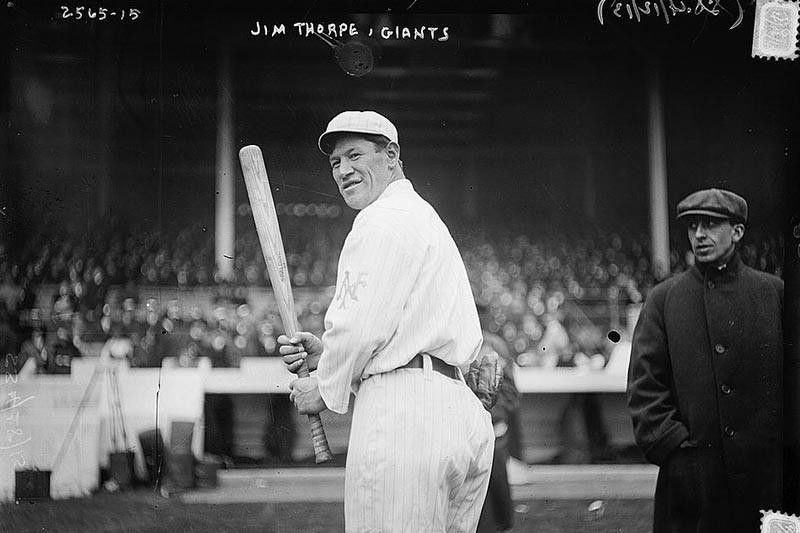 Jim Thorpe playing baseball