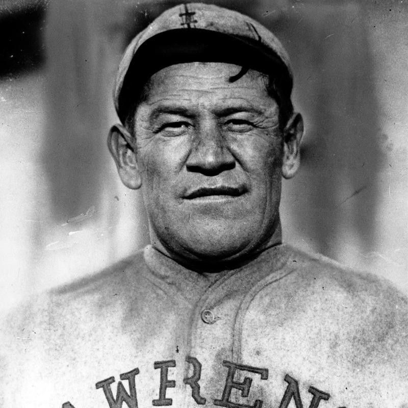 Jim Thorpe poses in baseball uniform