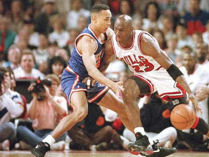 John Starks and Michael Jordan