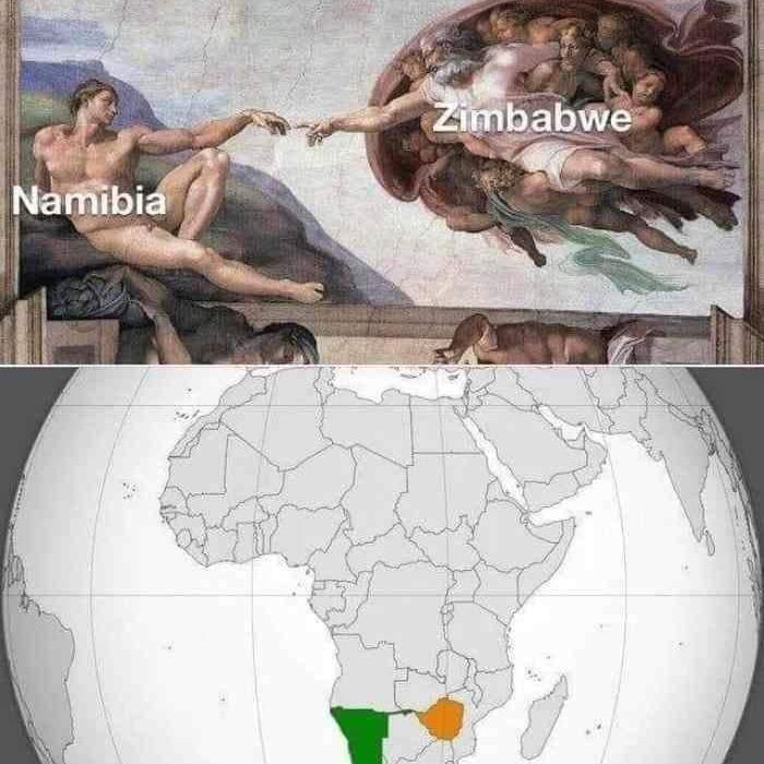 Joke map of Namibia and Zimbabwe