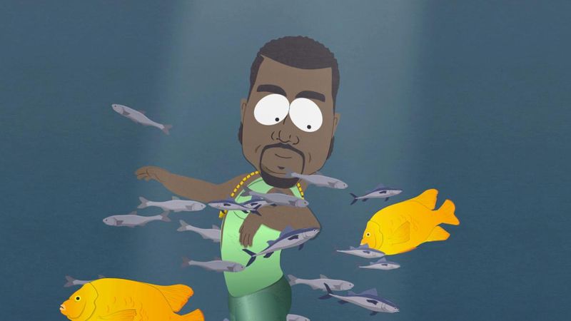 Kanye swims with the fish
