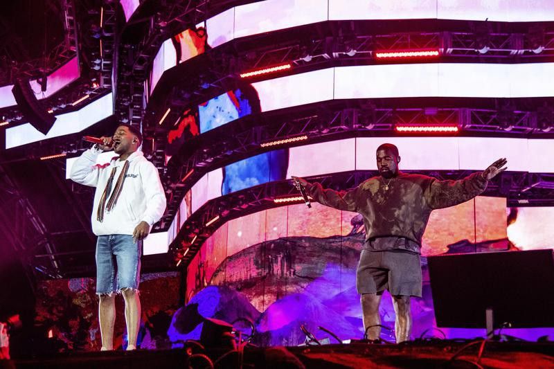 Kanye West and Kid Cudi perform at Coachella