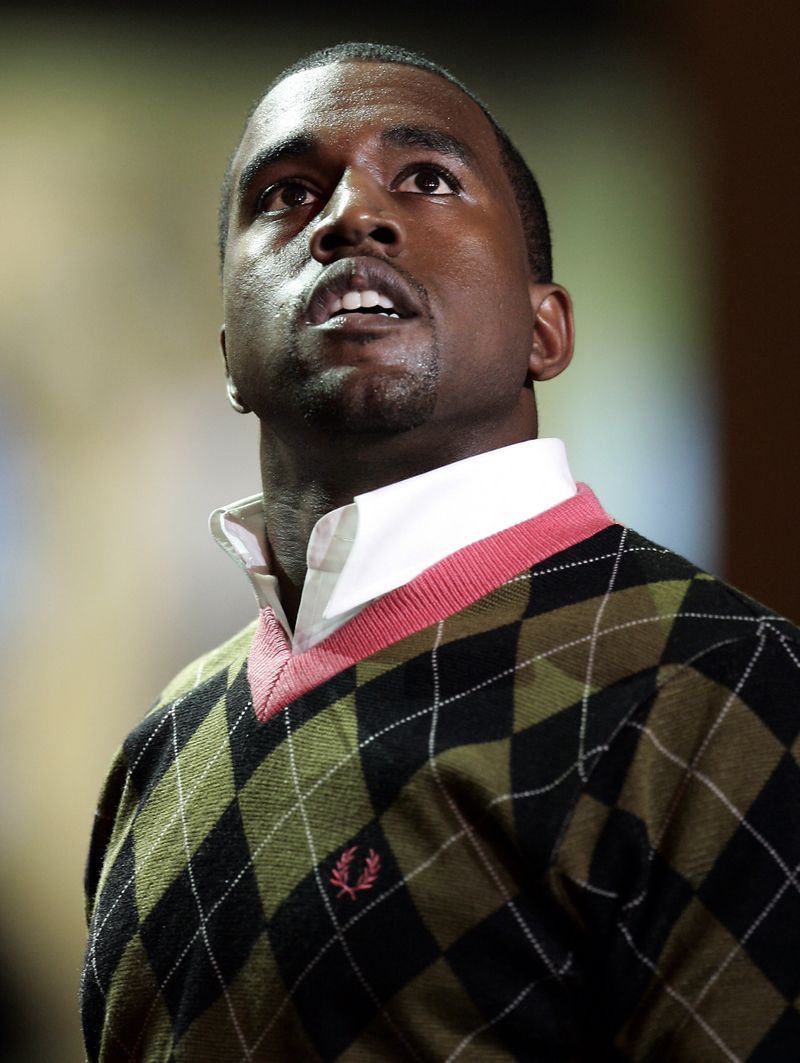 Kanye West looking up