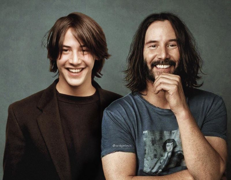 Keanu Reeves young and old