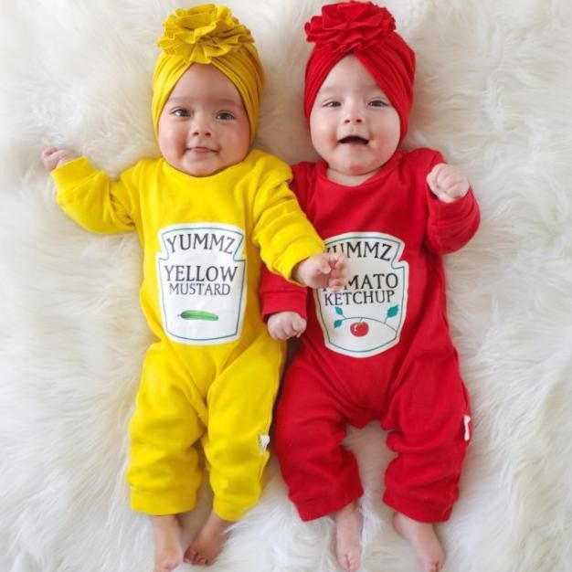 Ketchup and mustard baby costumes