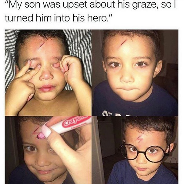 Kid with Harry Potter scratch