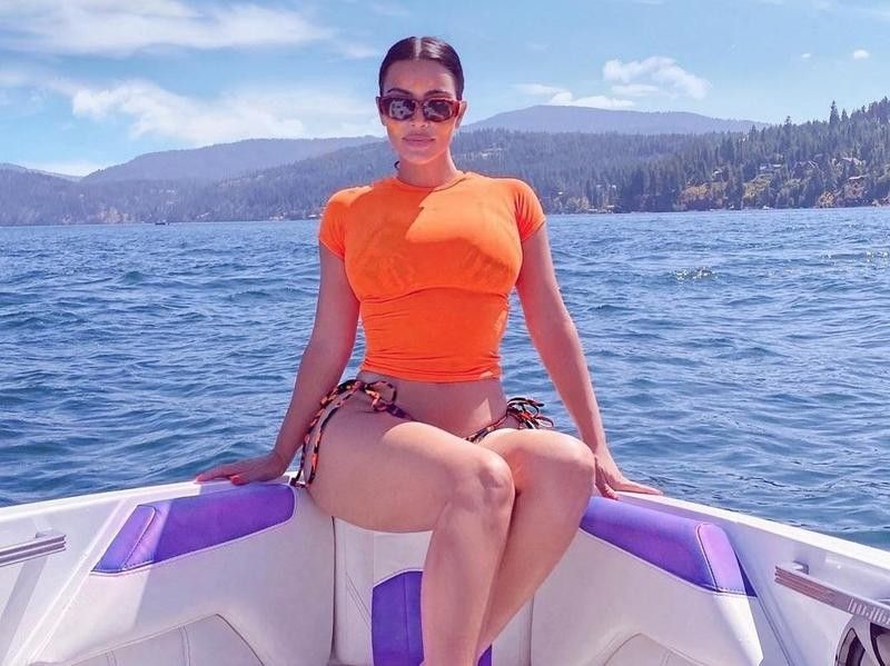 Kim Kardashian on a boat
