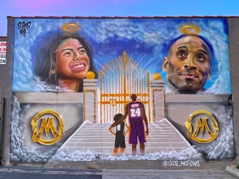 Kobe Bryant and Gianna Bryant mural in Whittier
