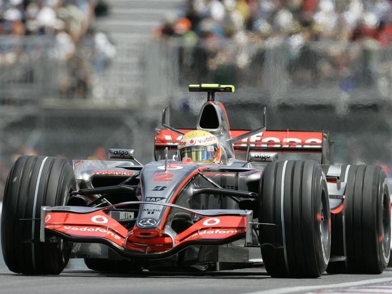 Lewis Hamilton steers his car