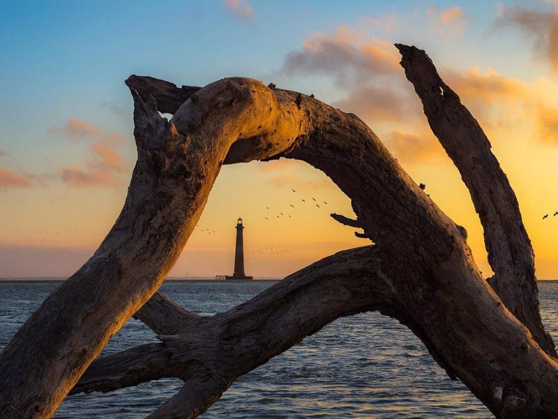 Lighthouse in Folly Beach, South Carolina