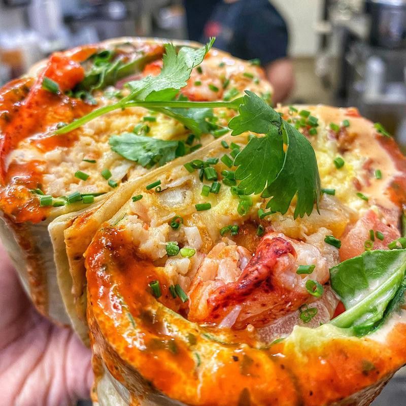 Lobster breakfast burrito