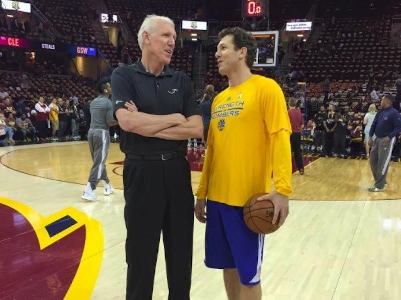 Luke Walton chats with his father Bill Walton at NBA Finals