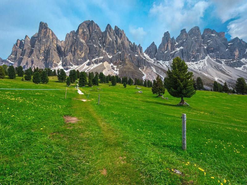 Majestic summer alpine scenery with high cliffs, Dolomites, Italy