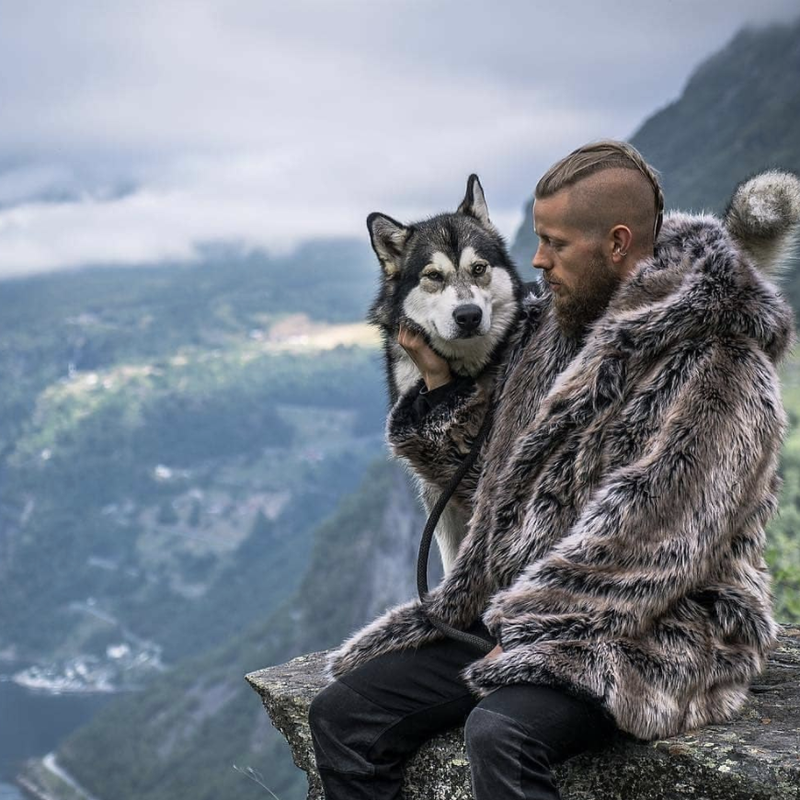 Man and husky in Norway
