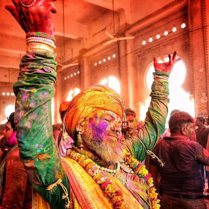 Man dancing during Holi