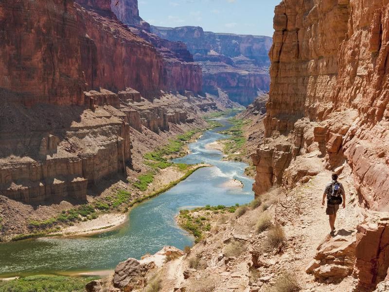 Man hiking the Grand Canyon