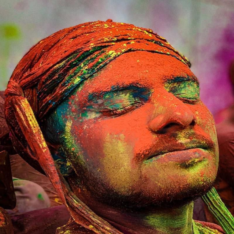 Man in Holi festival