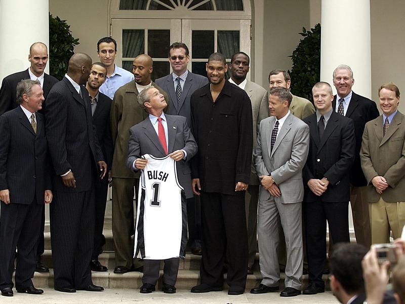 Manu Ginobili at White House with 2003 Spurs