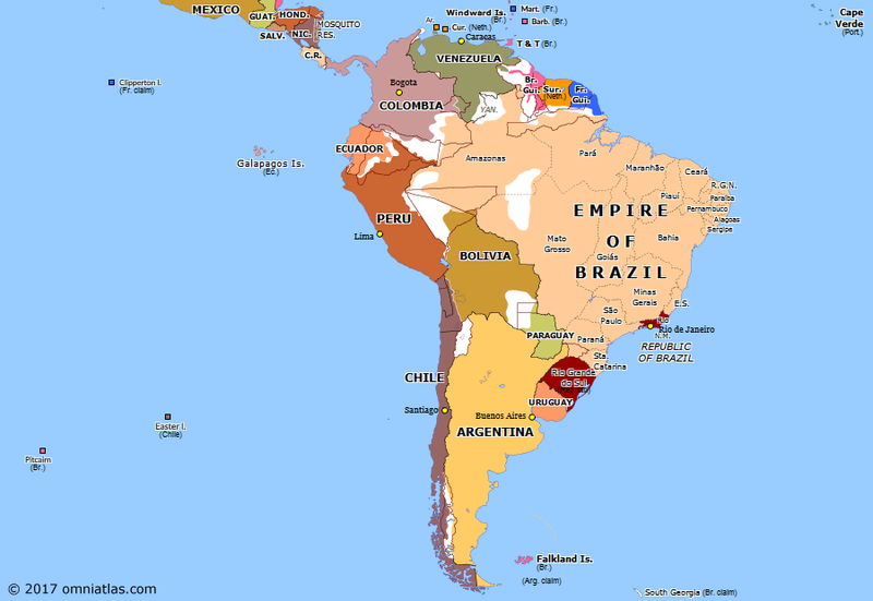 Map of Empire of Brazil during its height