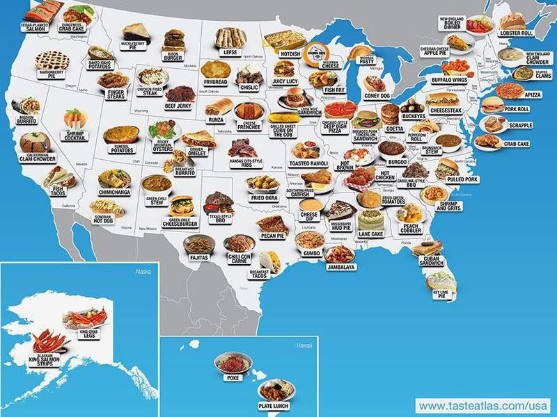 Map of regional food in America