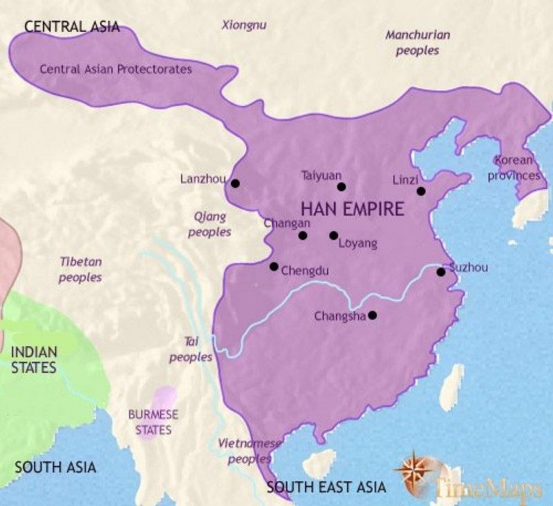 Map of the Eastern Han dynasty