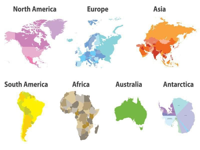 Maps of continents separated