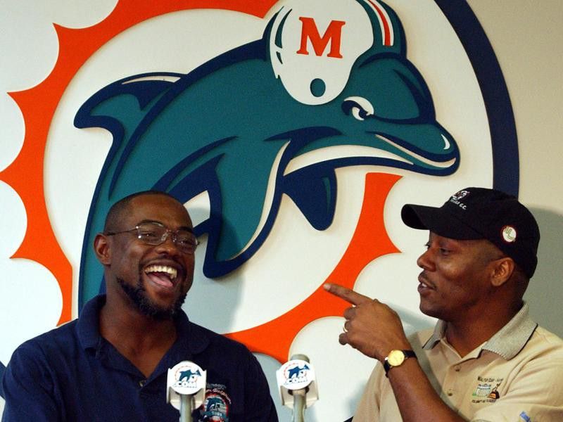 Mark Duper and Mark Clayton laugh at press conference