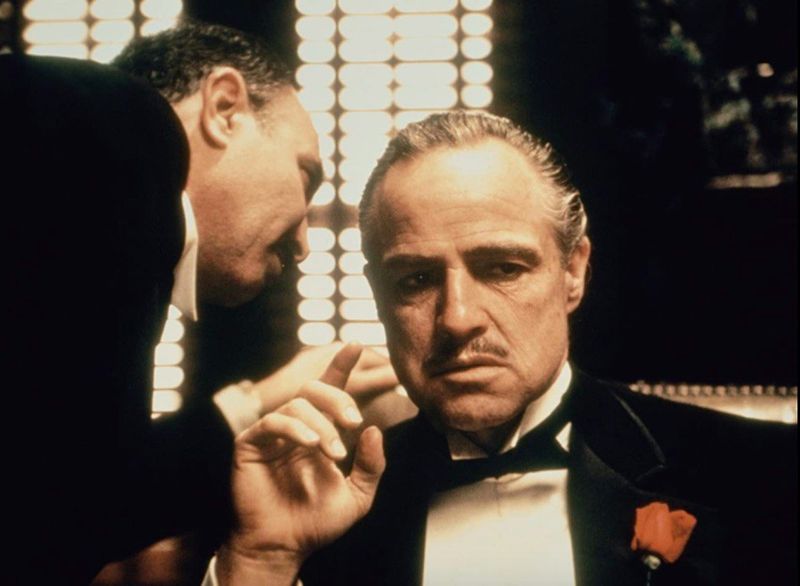Marlon Brando and Salvatore Corsitto in The Godfather