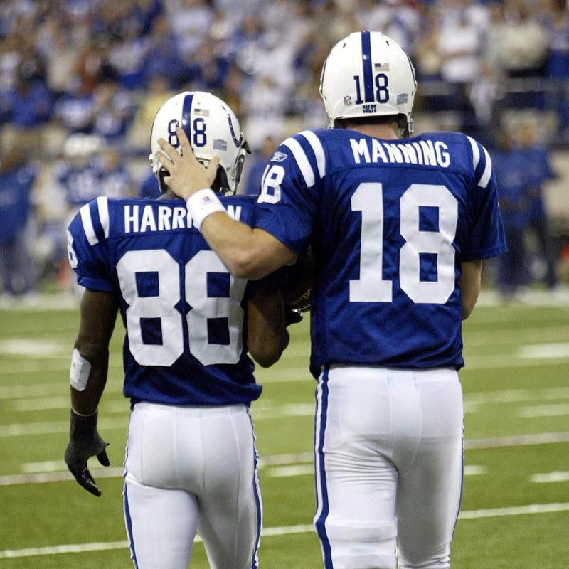 Marvin Harrison and Peyton Manning walk off field together