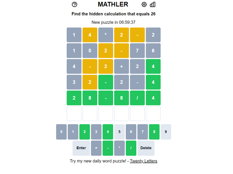 Mathler game