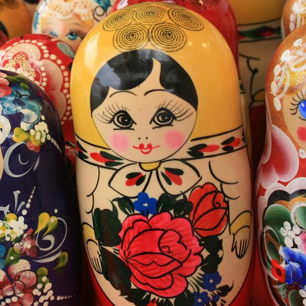 group of typical russian dolls