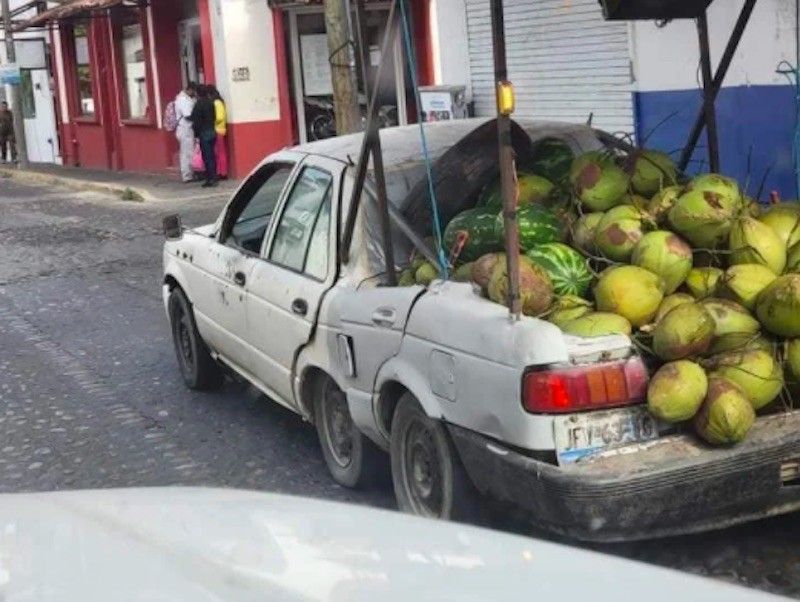 Melons overloaded in a truck