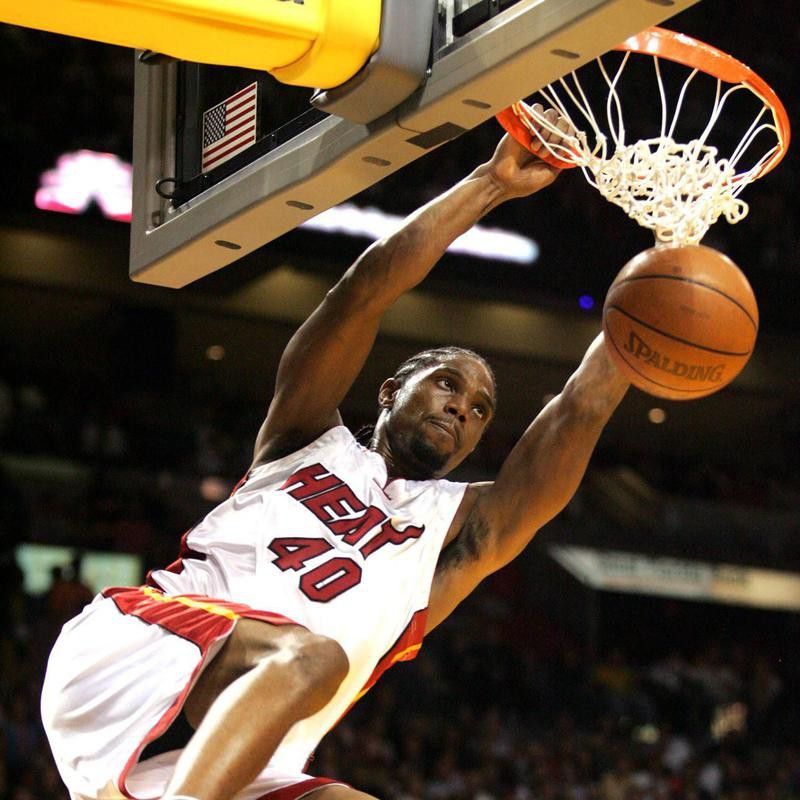 Miami Heat's Udonis Haslem dunks
