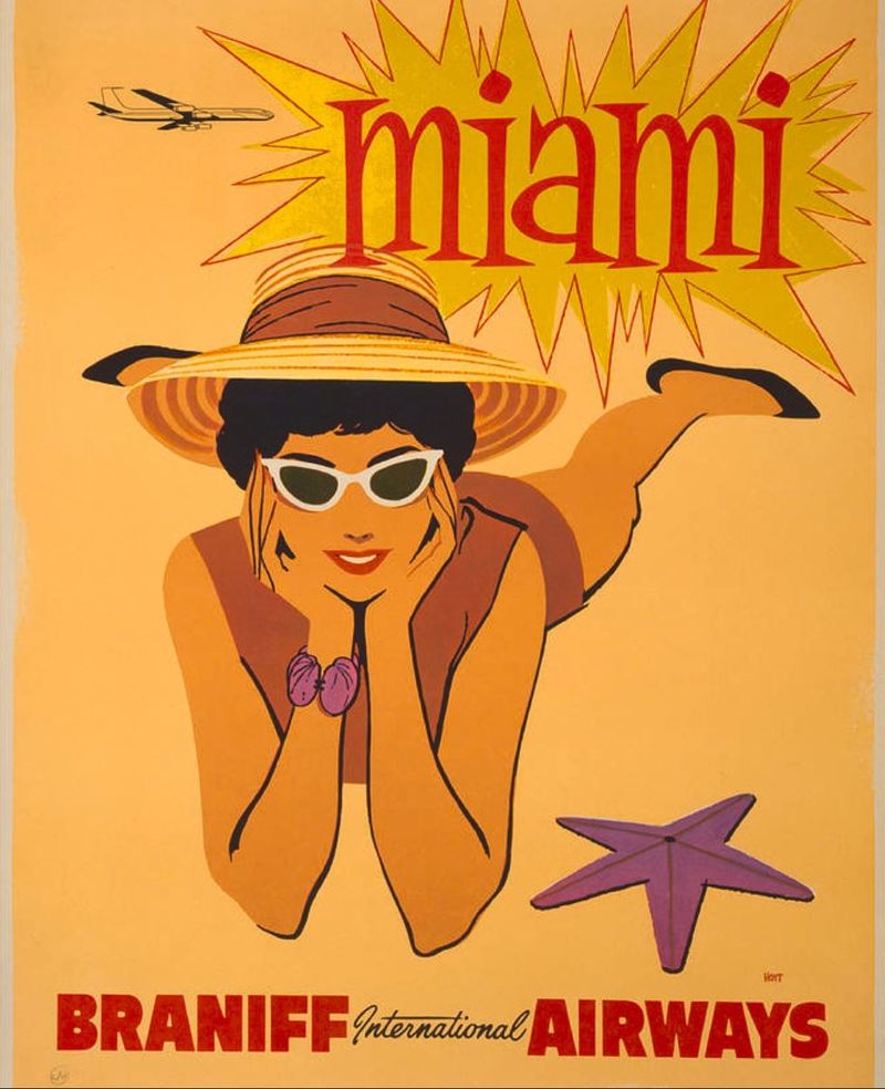 Miami poster from Braniff International Airways