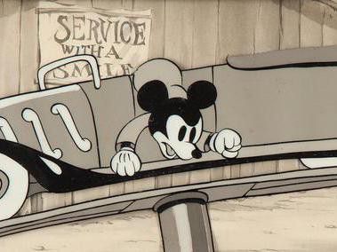 Mickey's Service Station and Goofy Production Cel
