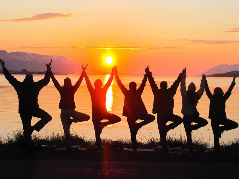 Midnight sun yoga experience in Iceland