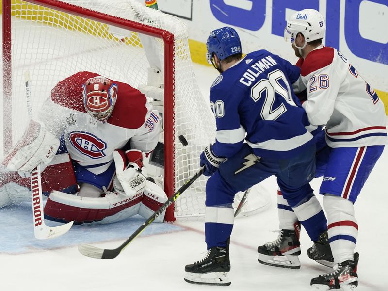 Montreal Canadiens goaltender Carey Price deflects shot