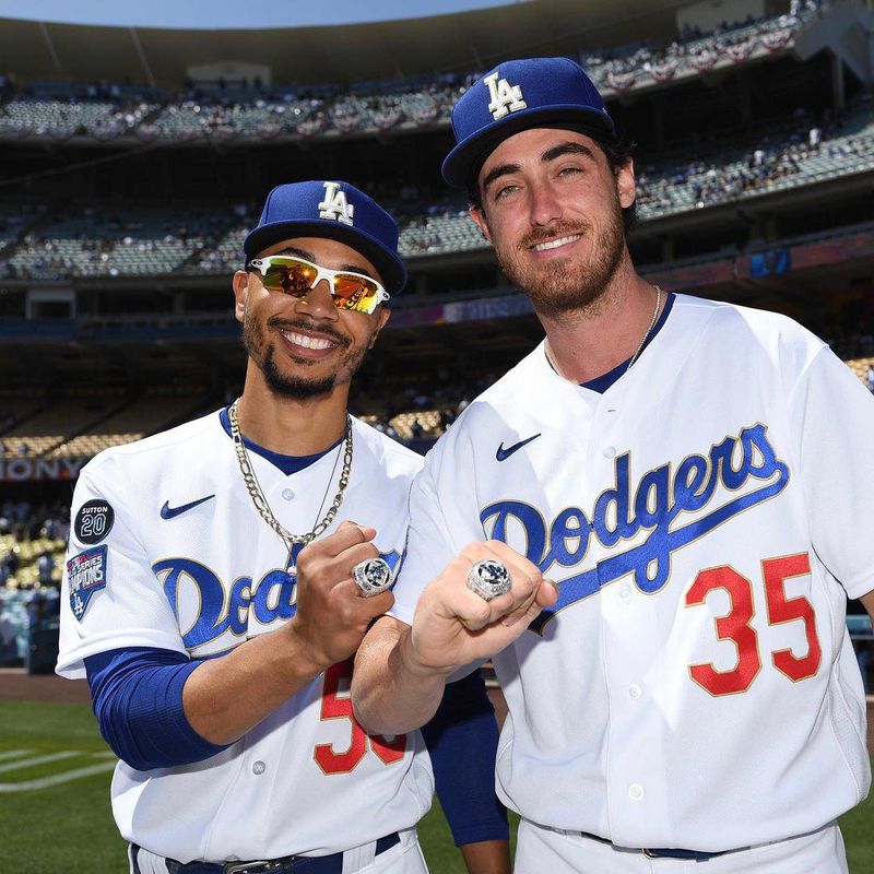 Mookie Betts and Cody Bellinger with rings